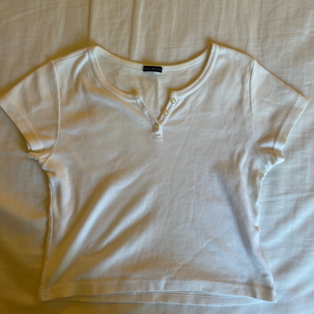 white buttoned baby tee from brandy Melville